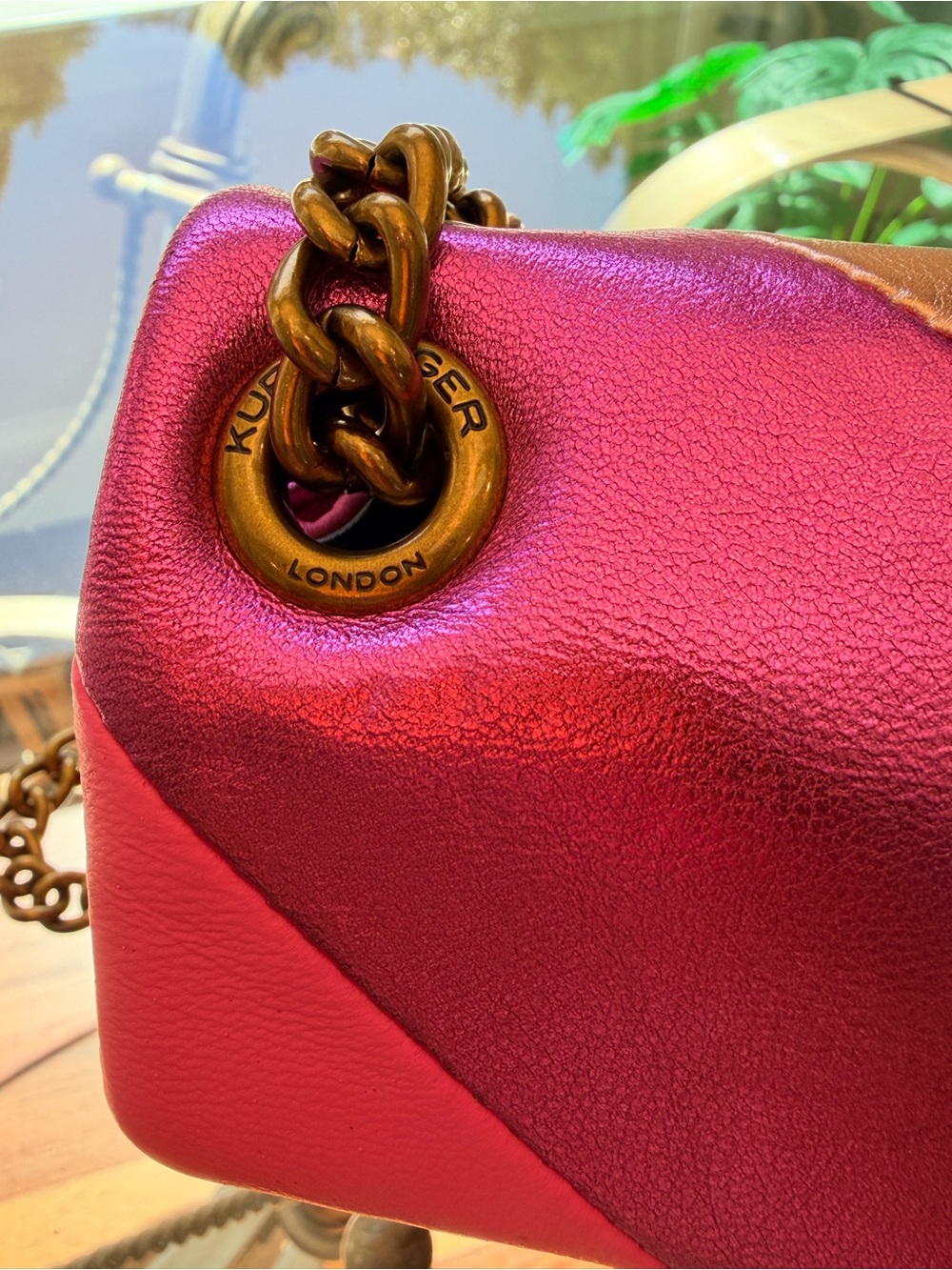Kurt Geiger Metallic Pink and Copper Colorblock Shoulder Bag - Picture 7 of 9